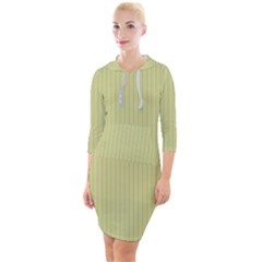 Faded Jade - Quarter Sleeve Hood Bodycon Dress by FashionLane