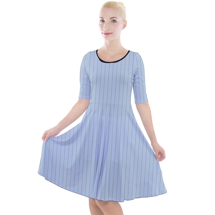 Beau Blue - Quarter Sleeve A-Line Dress