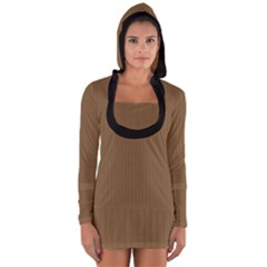 Coyote Brown - Long Sleeve Hooded T-shirt by FashionLane