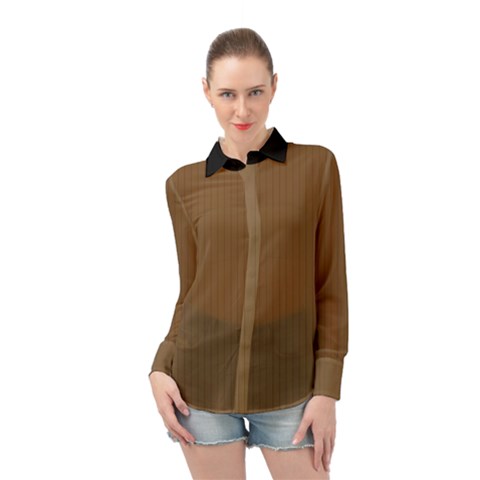 Coyote Brown - Long Sleeve Chiffon Shirt by FashionLane