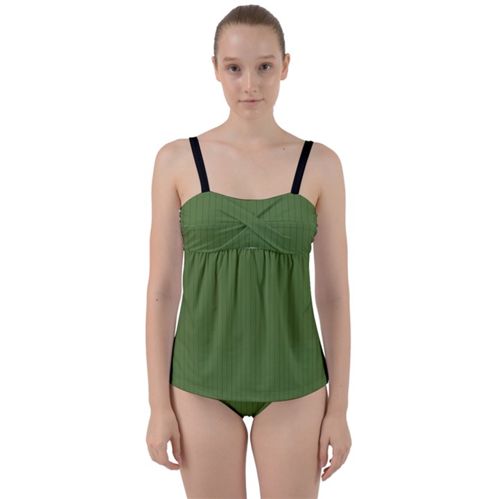 Crocodile Green - Twist Front Tankini Set