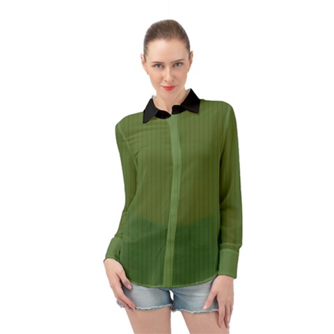 Crocodile Green - Long Sleeve Chiffon Shirt by FashionLane