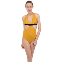 Fire Orange - Halter Front Plunge Swimsuit by FashionLane