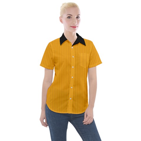 Fire Orange - Women s Short Sleeve Pocket Shirt by FashionLane