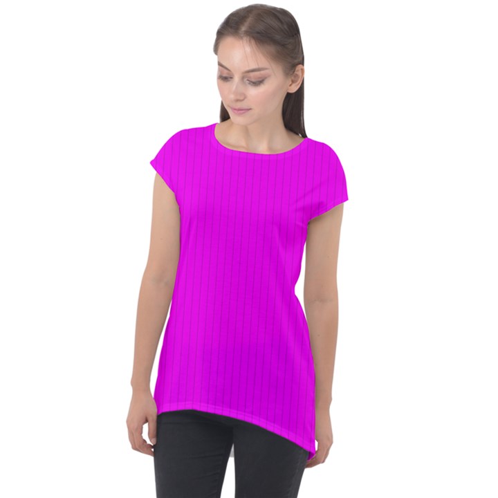 Fuchsia Pink - Cap Sleeve High Low Top