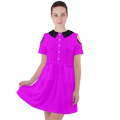 Fuchsia Pink - Short Sleeve Shoulder Cut Out Dress  by FashionLane