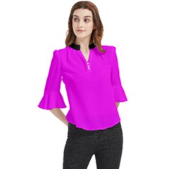 Fuchsia Pink - Loose Horn Sleeve Chiffon Blouse