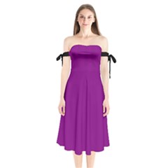 Lollipop Purple - Shoulder Tie Bardot Midi Dress by FashionLane