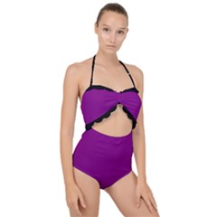 Lollipop Purple - Scallop Top Cut Out Swimsuit by FashionLane