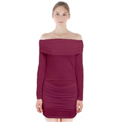 Rhubarb Red - Long Sleeve Off Shoulder Dress by FashionLane