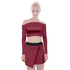 Rhubarb Red - Off Shoulder Top With Mini Skirt Set by FashionLane