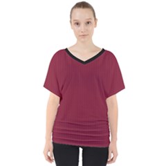 Rhubarb Red - V-neck Dolman Drape Top by FashionLane