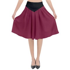 Rhubarb Red - Flared Midi Skirt by FashionLane