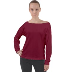 Rhubarb Red - Off Shoulder Long Sleeve Velour Top by FashionLane