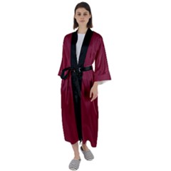 Rhubarb Red - Maxi Satin Kimono by FashionLane