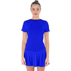 Just Blue - Drop Hem Mini Chiffon Dress by FashionLane