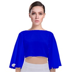 Just Blue - Tie Back Butterfly Sleeve Chiffon Top by FashionLane