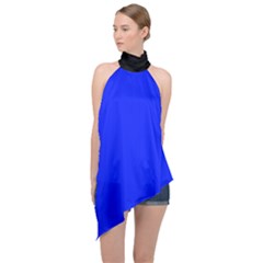 Just Blue - Halter Asymmetric Satin Top by FashionLane