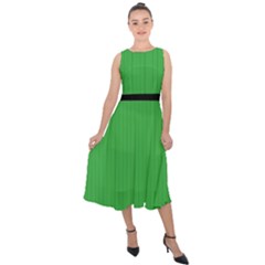 Just Green - Midi Tie-back Chiffon Dress by FashionLane