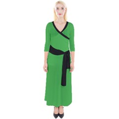 Just Green - Quarter Sleeve Wrap Maxi Dress by FashionLane