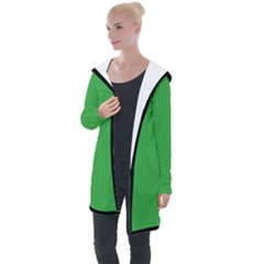 Just Green - Longline Hooded Cardigan by FashionLane