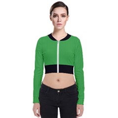 Just Green - Long Sleeve Zip Up Bomber Jacket by FashionLane