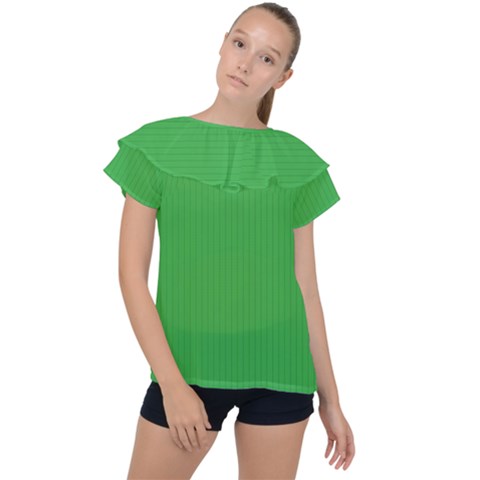 Just Green - Ruffle Collar Chiffon Blouse by FashionLane