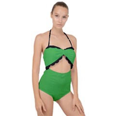 Just Green - Scallop Top Cut Out Swimsuit by FashionLane