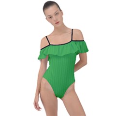 Just Green - Frill Detail One Piece Swimsuit by FashionLane