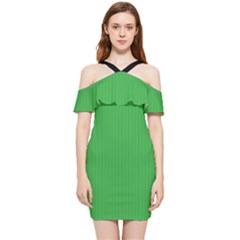 Just Green - Shoulder Frill Bodycon Summer Dress