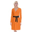 Just Orange - Long Sleeve Velvet Front Wrap Dress View1