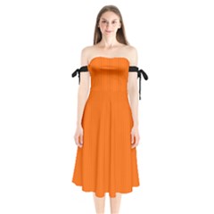 Just Orange - Shoulder Tie Bardot Midi Dress by FashionLane