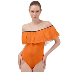 Just Orange - Off Shoulder Velour Bodysuit  by FashionLane