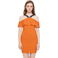 Just Orange - Shoulder Frill Bodycon Summer Dress