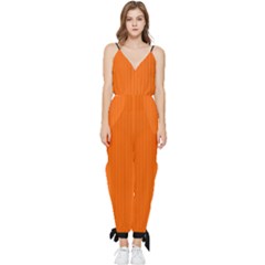 Just Orange - Sleeveless Tie Ankle Jumpsuit by FashionLane