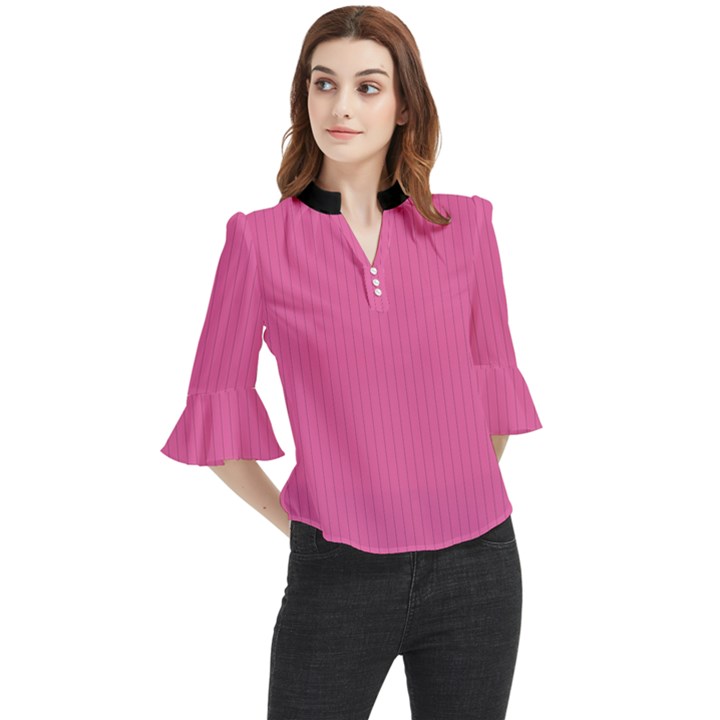 Just Pink - Loose Horn Sleeve Chiffon Blouse