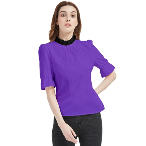 Just Purple - Frill Neck Blouse by FashionLane