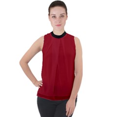 Just Red - Mock Neck Chiffon Sleeveless Top by FashionLane