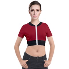 Just Red - Short Sleeve Cropped Jacket by FashionLane