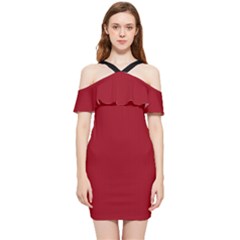 Just Red - Shoulder Frill Bodycon Summer Dress