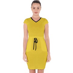 Just Yellow - Capsleeve Drawstring Dress  by FashionLane