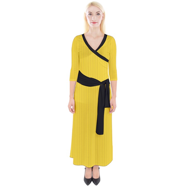 Just Yellow - Quarter Sleeve Wrap Maxi Dress