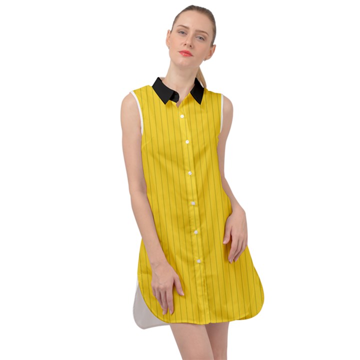 Just Yellow - Sleeveless Shirt Dress