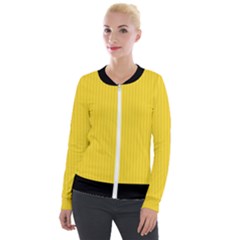 Just Yellow - Velvet Zip Up Jacket by FashionLane