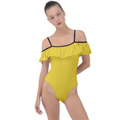 Just Yellow - Frill Detail One Piece Swimsuit by FashionLane