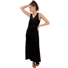 Just Black - V-neck Chiffon Maxi Dress by FashionLane