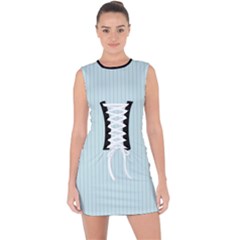 Pale Blue - Lace Up Front Bodycon Dress by FashionLane