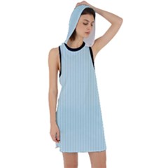 Pale Blue - Racer Back Hoodie Dress by FashionLane