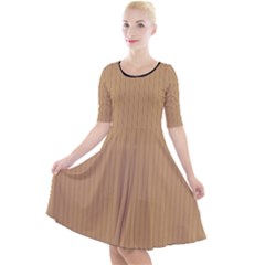 Pale Brown - Quarter Sleeve A-line Dress by FashionLane