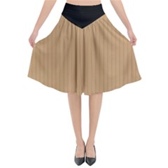 Pale Brown - Flared Midi Skirt by FashionLane